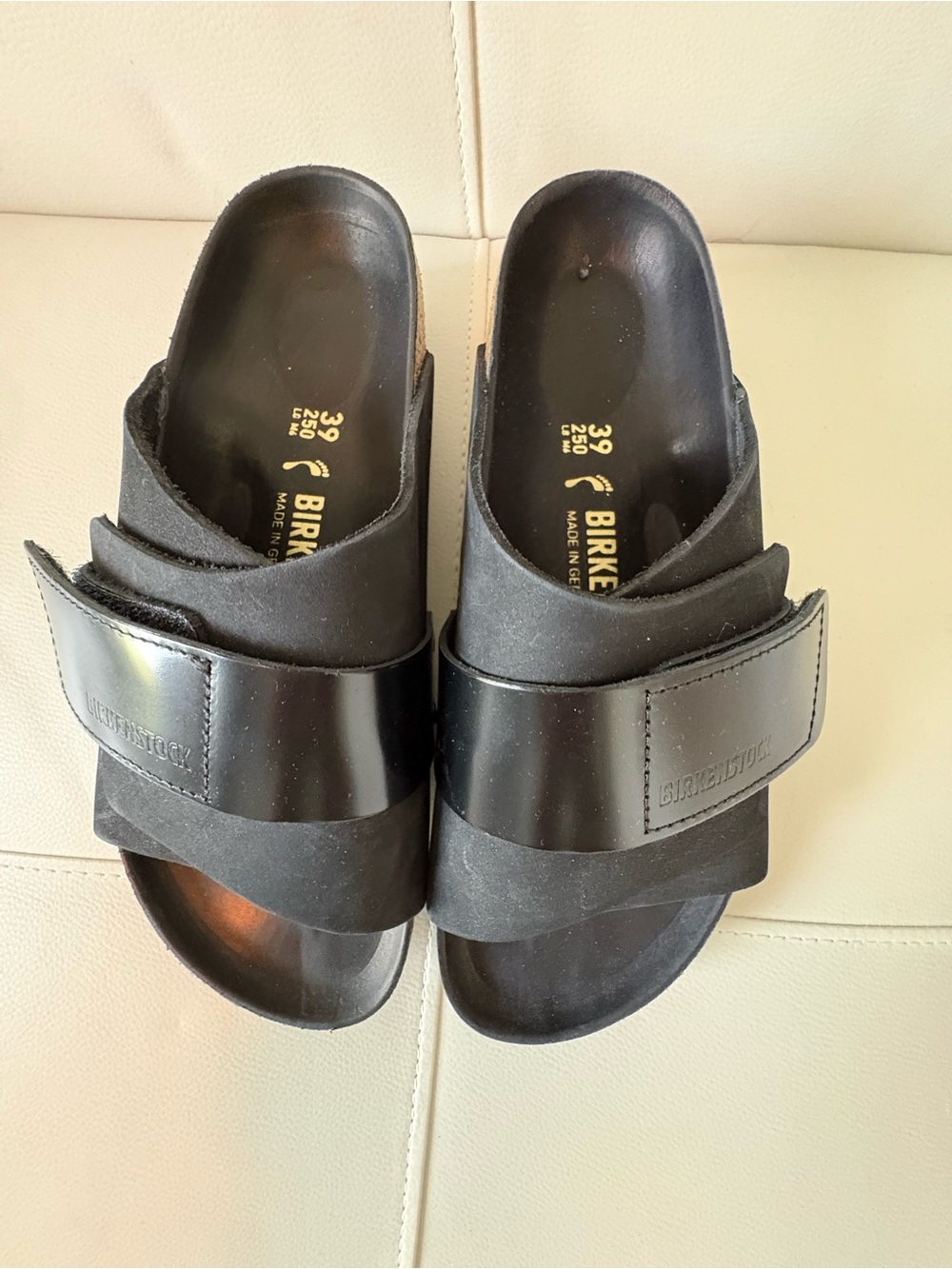 Birkenstock Black Two-Band Slide Sandals